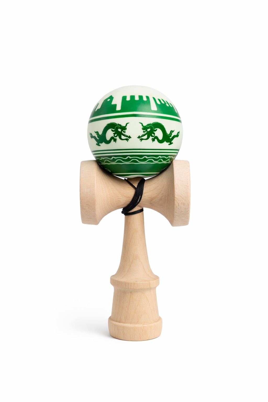 Kendama Dragon Verde V3 – Super Sticky Grip, Ață Lungă cu Rulment, Balance Hole
