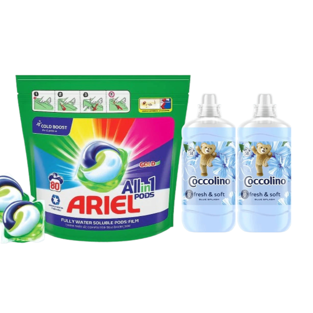 Pachet Ariel 80 Capsule + 2x Cocolino 1,45L
