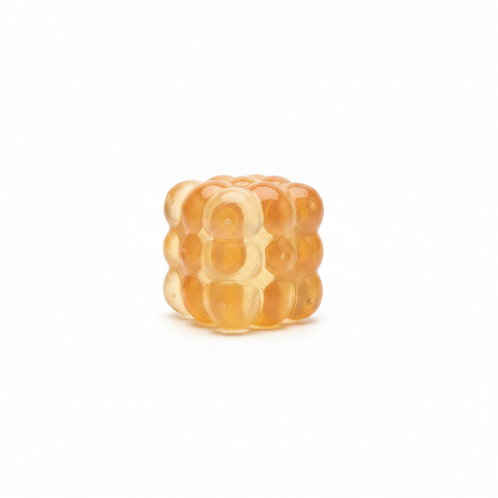 Cub squishy portocaliu translucid cu textură bumpy