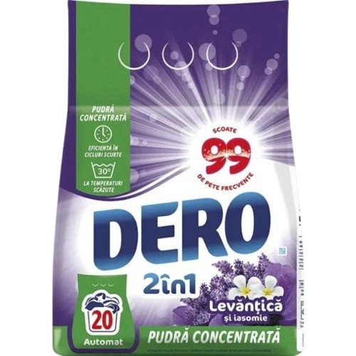 1.5 kg – Dero 2in1 Automat Lavandă (20 spălări)