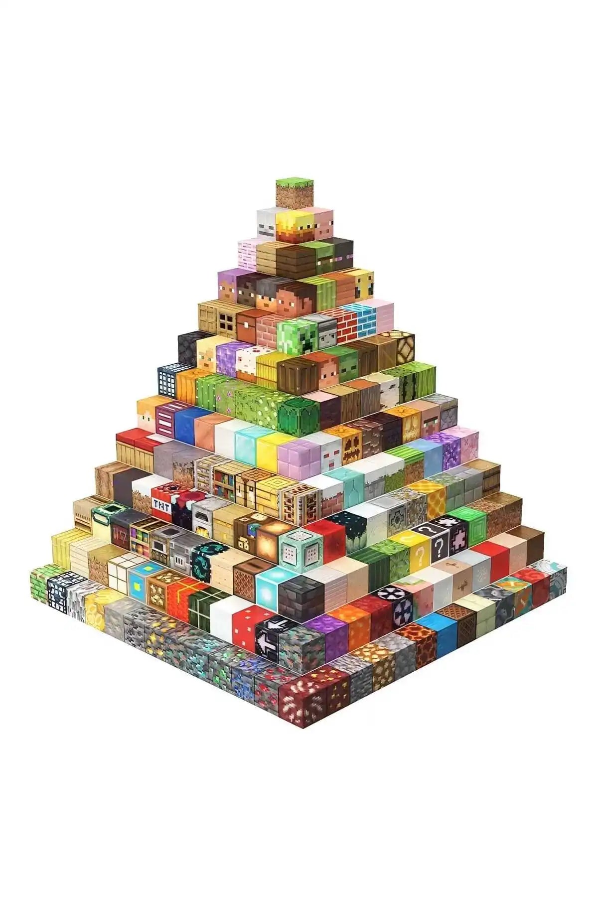 Set de construcție magnetic Minecraft, stil Minecraft, cuburi, multicolor, 140 buc + 10 figurine