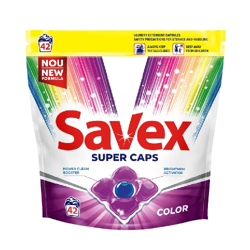 Savex Color – Detergent Capsule pentru Rufe Colorate, 42 Bucăți