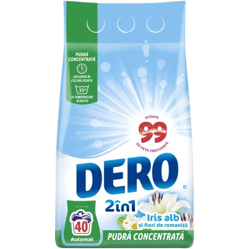 Dero 2in1 Automat Iris Alb – Detergent Pudră 3kg