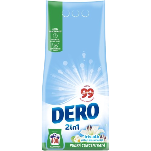 DERO 2in1 Automat Iris Alb – Detergent Pudră 7.5kg