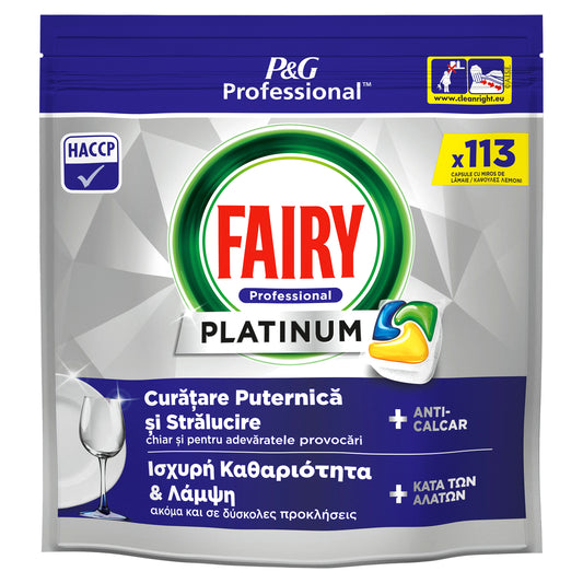 Fairy Tablete Platinum Professional, 113 bucăți – pentru mașina de spălat vase