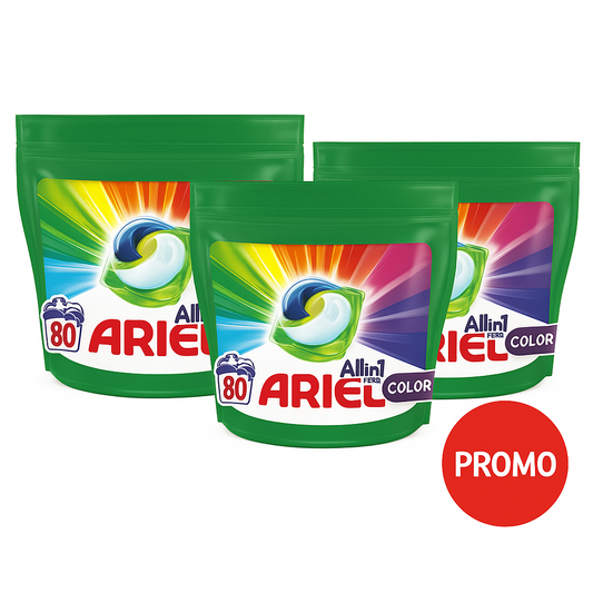 Ariel All-in-1 Pods Color – Pachet Promo 3×80 capsule (240 spălări)