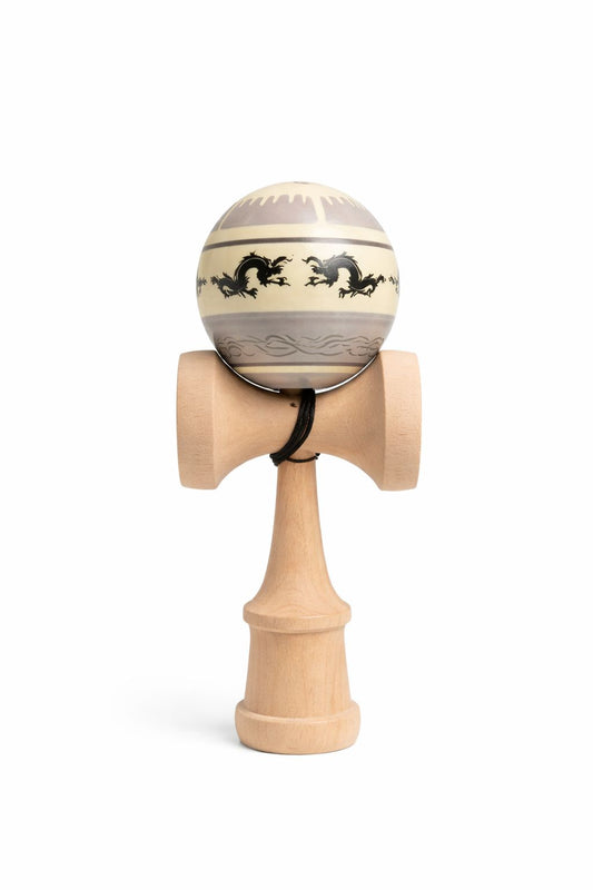 Kendama Dragon Bej V3 – Super Sticky Grip, Ață Lungă cu Rulment, Balance Hole