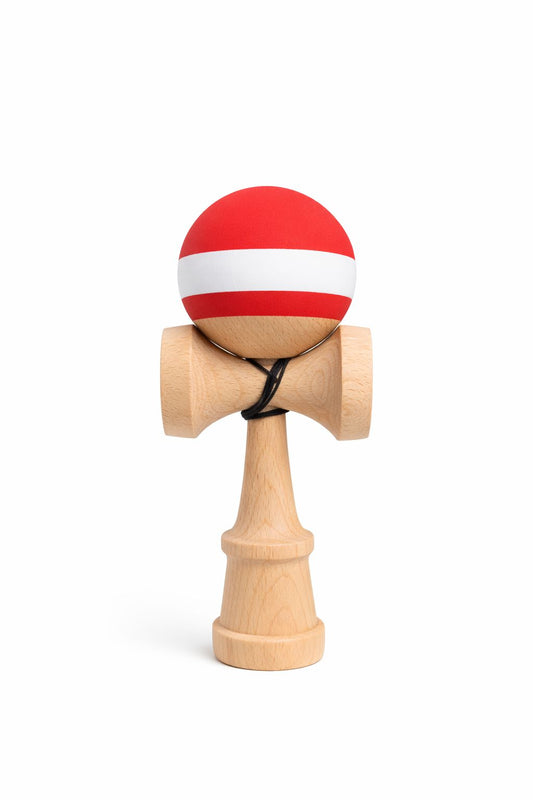Kendama Rubber V3 Roșu – Rubber Grip, Ață Lungă cu Rulment, Balance Hole