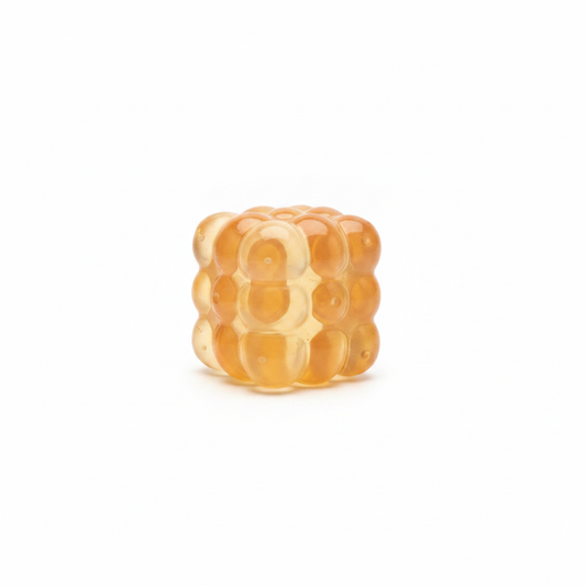 Cub squishy portocaliu translucid cu textură bumpy