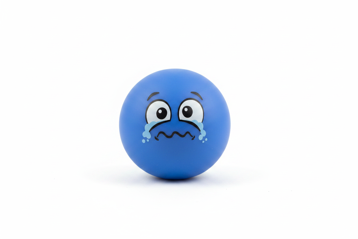 Minge antistres emoji trist albastră