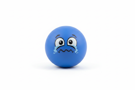 Minge antistres emoji trist albastră