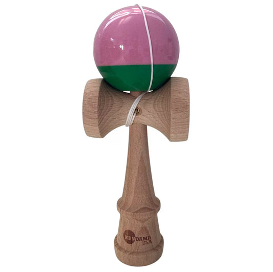 Kendama, model Roz cu Verde, 18 cm